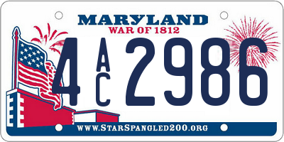 MD license plate 4AC2986