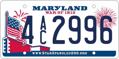 MD license plate 4AC2996