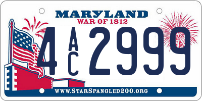 MD license plate 4AC2999