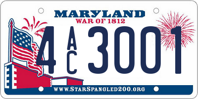 MD license plate 4AC3001
