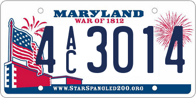 MD license plate 4AC3014