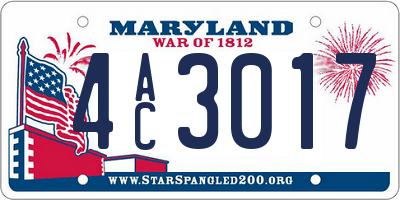 MD license plate 4AC3017