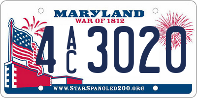 MD license plate 4AC3020