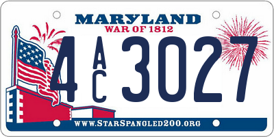 MD license plate 4AC3027