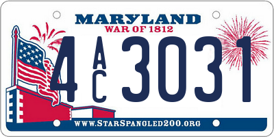 MD license plate 4AC3031