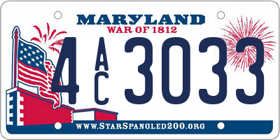 MD license plate 4AC3033