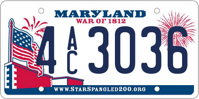 MD license plate 4AC3036