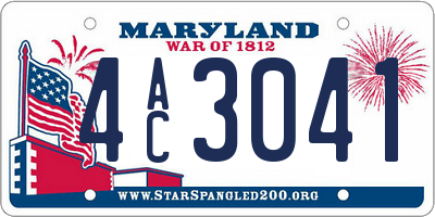 MD license plate 4AC3041