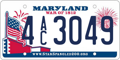 MD license plate 4AC3049
