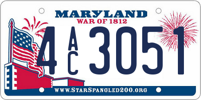 MD license plate 4AC3051