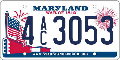 MD license plate 4AC3053