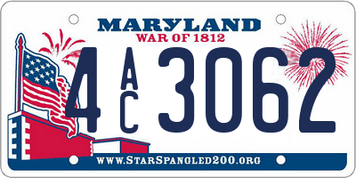 MD license plate 4AC3062