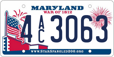 MD license plate 4AC3063