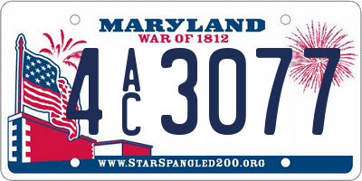 MD license plate 4AC3077