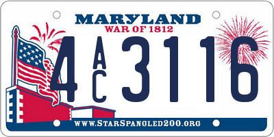 MD license plate 4AC3116