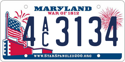 MD license plate 4AC3134