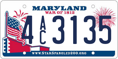 MD license plate 4AC3135