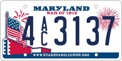 MD license plate 4AC3137