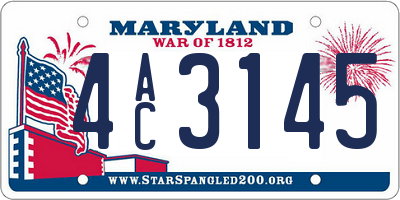 MD license plate 4AC3145