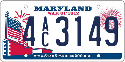 MD license plate 4AC3149