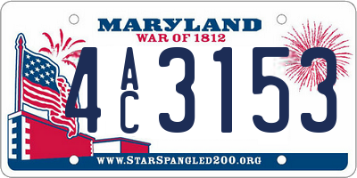 MD license plate 4AC3153