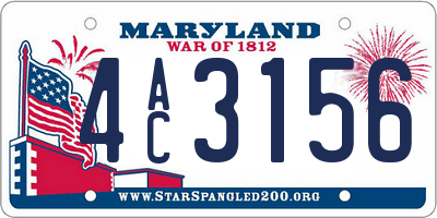 MD license plate 4AC3156