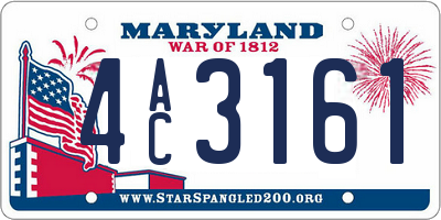 MD license plate 4AC3161