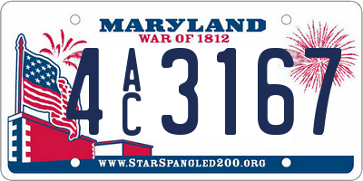 MD license plate 4AC3167