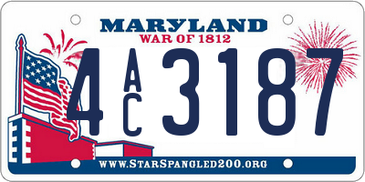 MD license plate 4AC3187