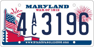 MD license plate 4AC3196