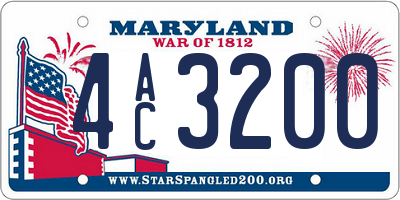 MD license plate 4AC3200