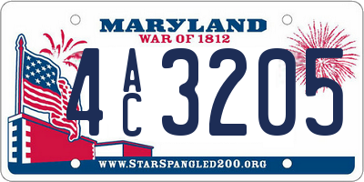 MD license plate 4AC3205