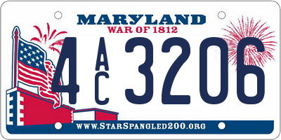 MD license plate 4AC3206