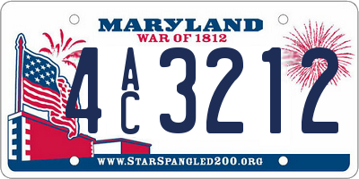 MD license plate 4AC3212