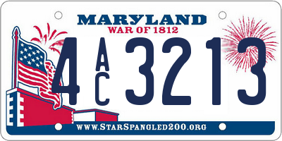 MD license plate 4AC3213