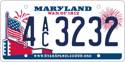 MD license plate 4AC3232