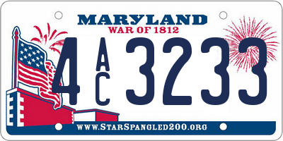 MD license plate 4AC3233