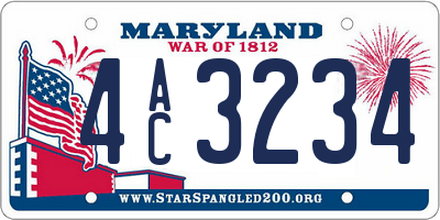 MD license plate 4AC3234