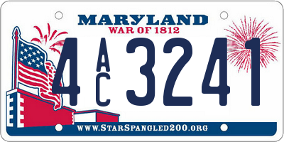 MD license plate 4AC3241