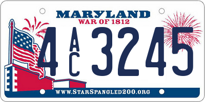 MD license plate 4AC3245