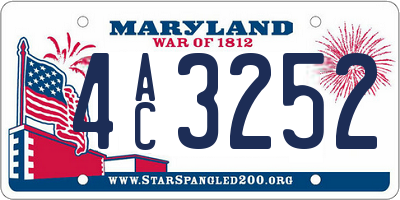 MD license plate 4AC3252