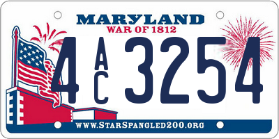 MD license plate 4AC3254