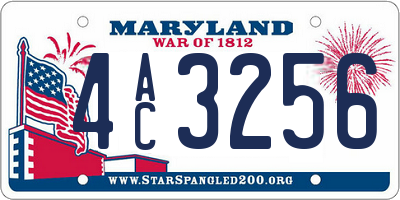 MD license plate 4AC3256