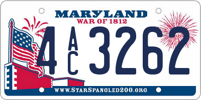 MD license plate 4AC3262