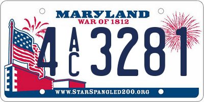 MD license plate 4AC3281