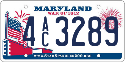 MD license plate 4AC3289