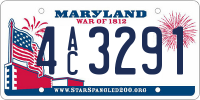 MD license plate 4AC3291