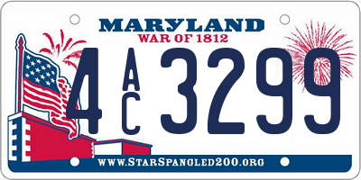 MD license plate 4AC3299