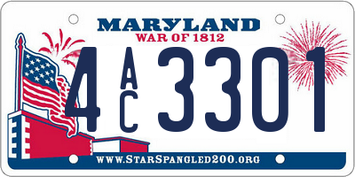 MD license plate 4AC3301