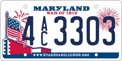 MD license plate 4AC3303